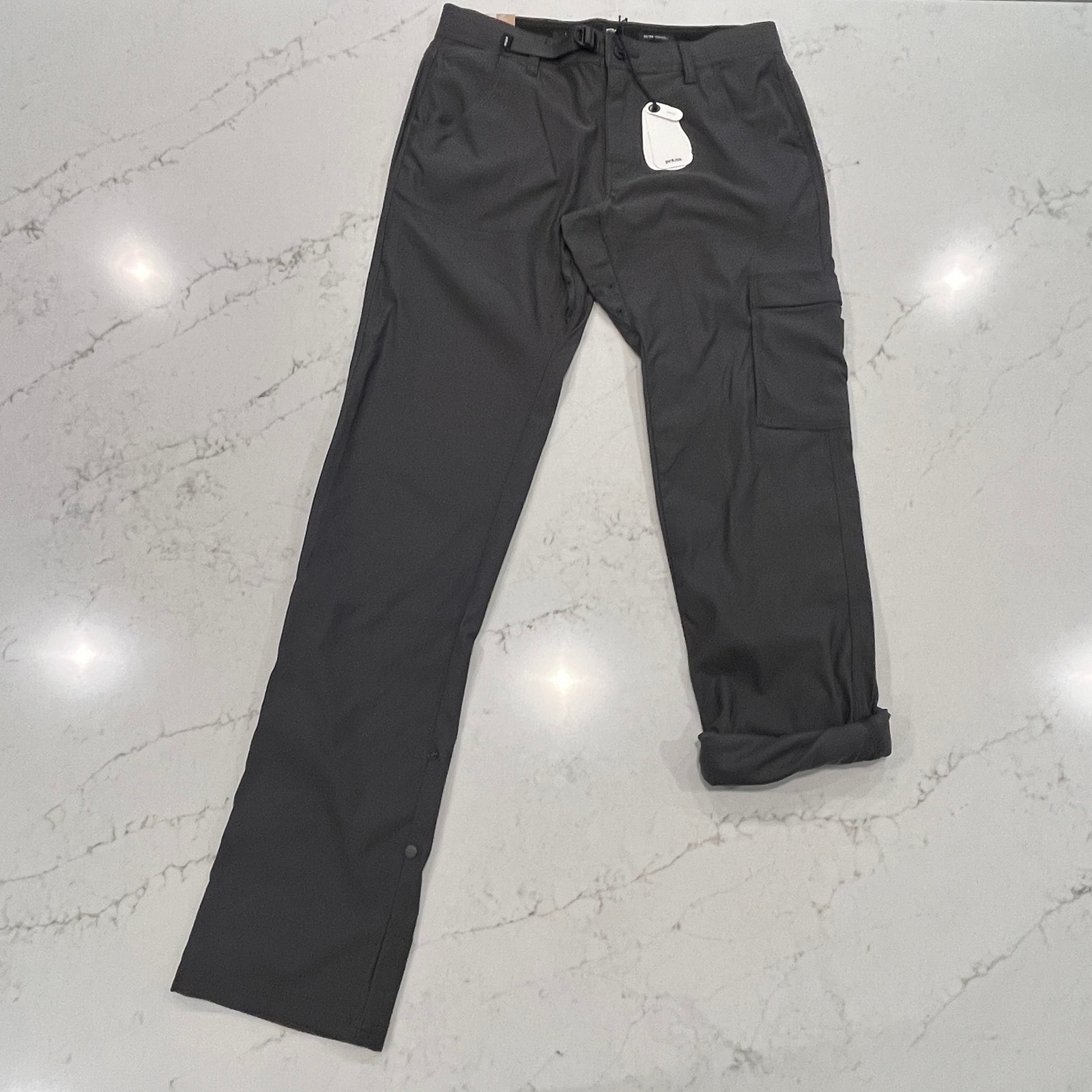 Prana New Stretch Zion Slim Pant Ii Mens 31 X34 Gray Outdoor Cargo Convertible